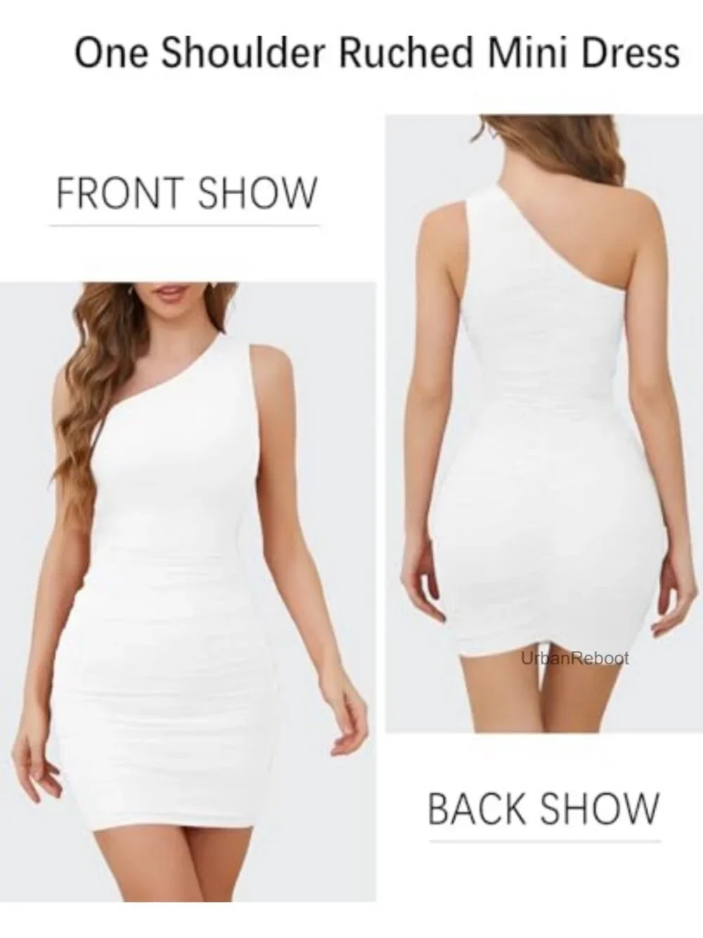 One Shoulder Ruched Bodycon Sleeveless Mini Party Dress Mesh